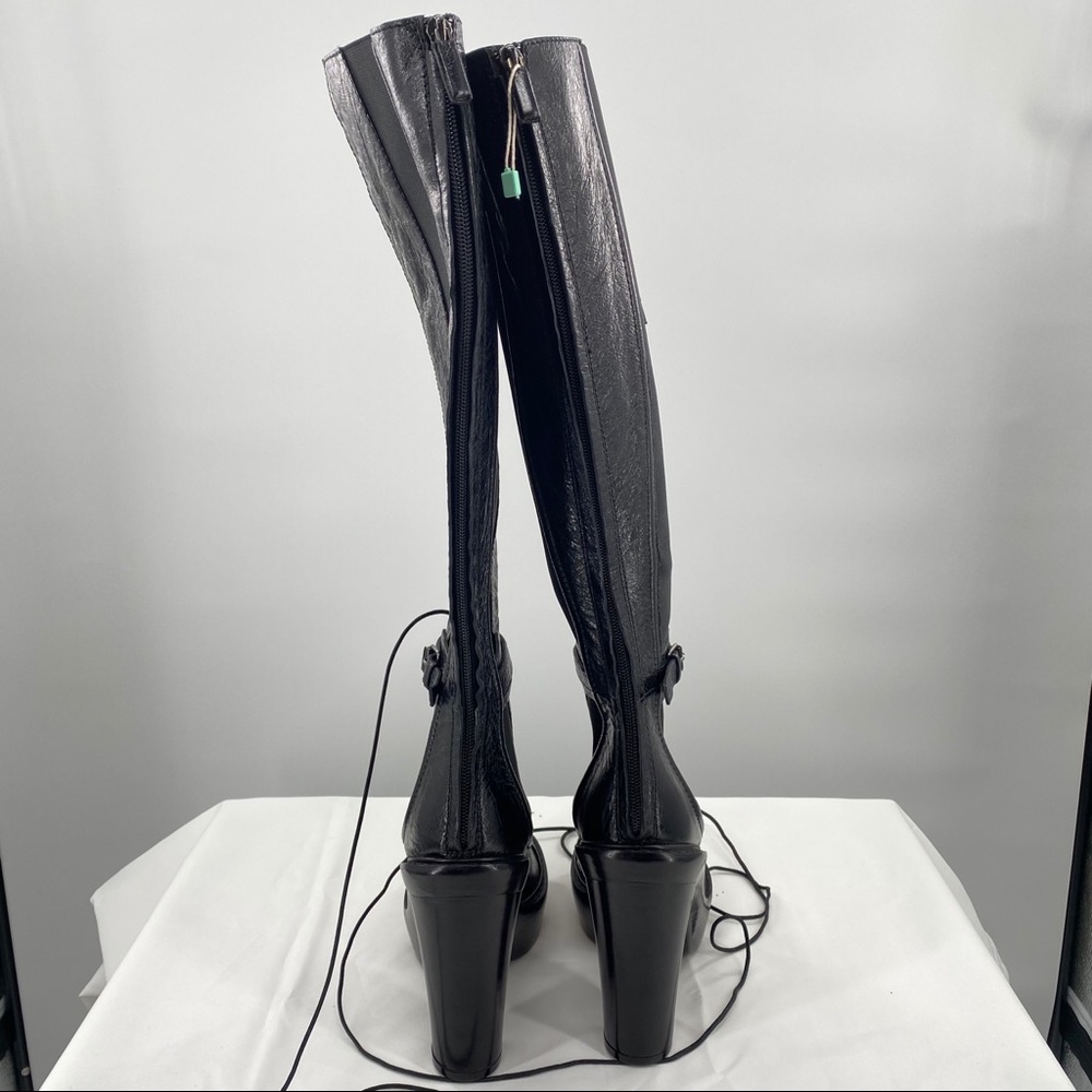 GIVENCHY | Black Leather Lace up Knee High Boots - Picture 7 of 16